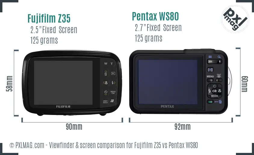 Fujifilm Z35 vs Pentax WS80 Screen and Viewfinder comparison Fujifilm Z35 vs Pentax WS80 Screen and Viewfinder comparison