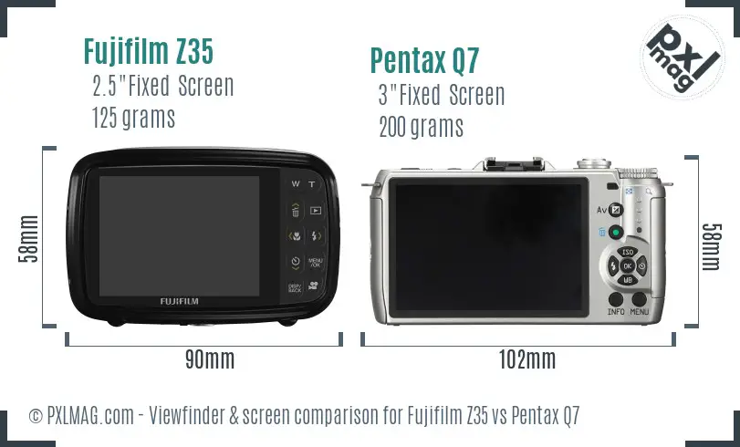 Fujifilm Z35 vs Pentax Q7 Screen and Viewfinder comparison