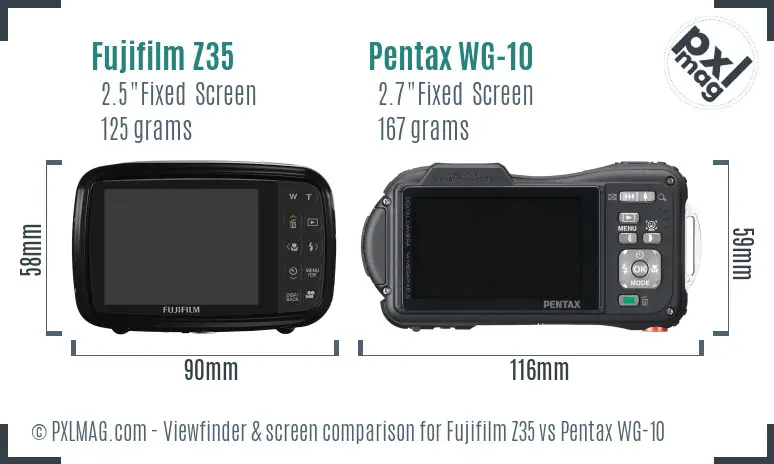 Fujifilm Z35 vs Pentax WG-10 Screen and Viewfinder comparison Fujifilm Z35 vs Pentax WG-10 Screen and Viewfinder comparison