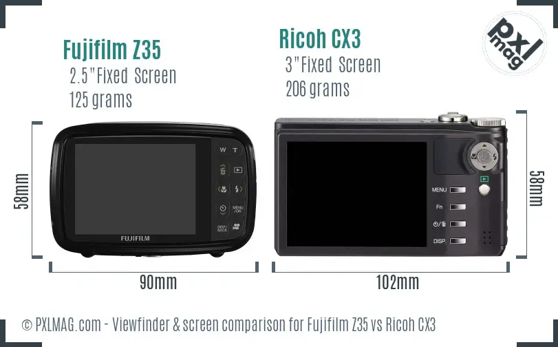 Fujifilm Z35 vs Ricoh CX3 Screen and Viewfinder comparison Fujifilm Z35 vs Ricoh CX3 Screen and Viewfinder comparison