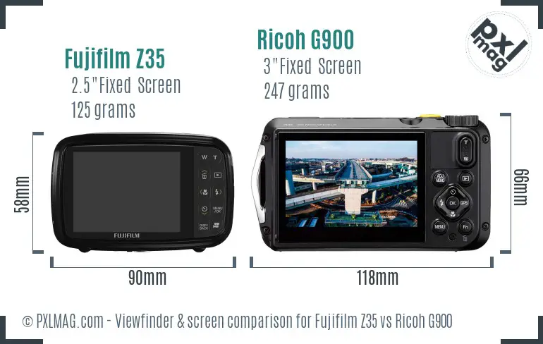 Fujifilm Z35 vs Ricoh G900 Screen and Viewfinder comparison