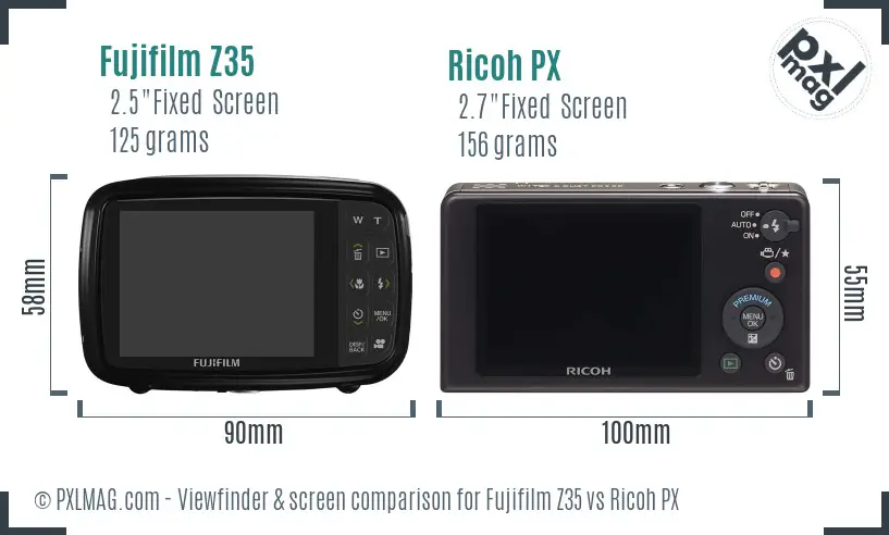 Fujifilm Z35 vs Ricoh PX Screen and Viewfinder comparison