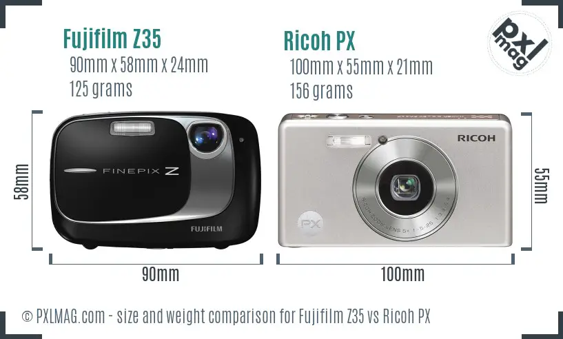 Fujifilm Z35 vs Ricoh PX size comparison