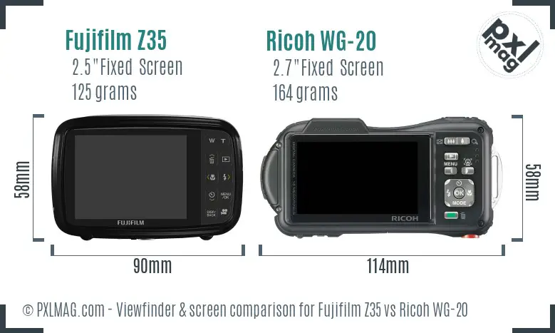 Fujifilm Z35 vs Ricoh WG-20 Screen and Viewfinder comparison Fujifilm Z35 vs Ricoh WG-20 Screen and Viewfinder comparison