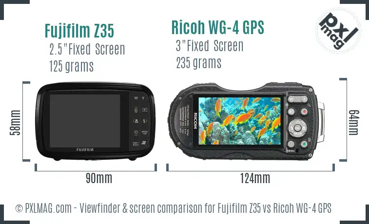 Fujifilm Z35 vs Ricoh WG-4 GPS Screen and Viewfinder comparison