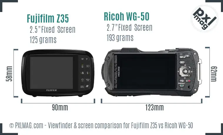 Fujifilm Z35 vs Ricoh WG-50 Screen and Viewfinder comparison Fujifilm Z35 vs Ricoh WG-50 Screen and Viewfinder comparison