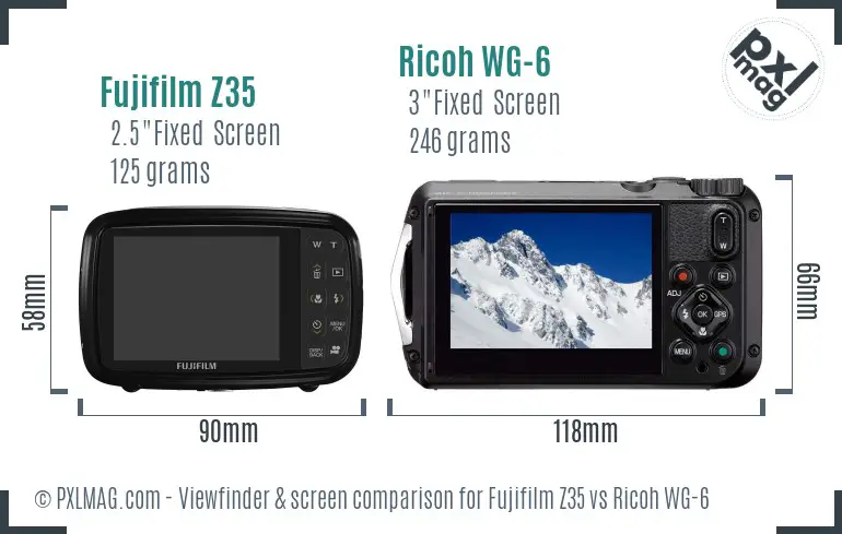 Fujifilm Z35 vs Ricoh WG-6 Screen and Viewfinder comparison