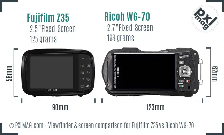 Fujifilm Z35 vs Ricoh WG-70 Screen and Viewfinder comparison