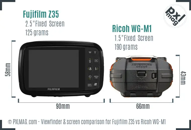 Fujifilm Z35 vs Ricoh WG-M1 Screen and Viewfinder comparison