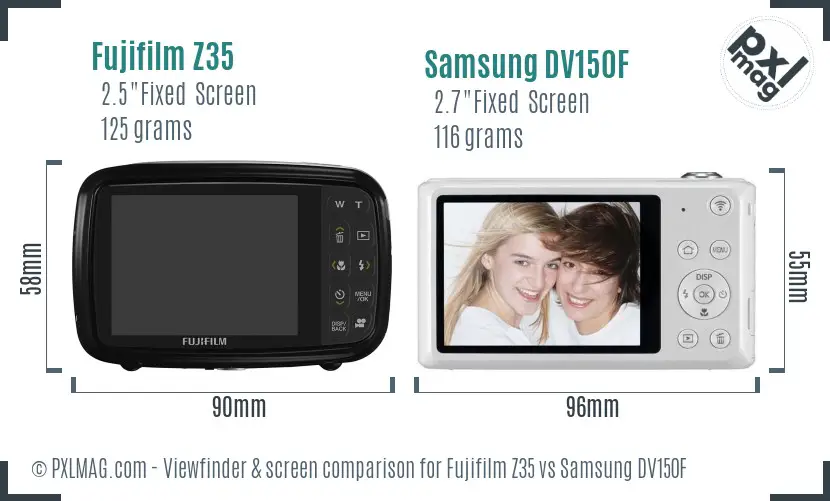 Fujifilm Z35 vs Samsung DV150F Screen and Viewfinder comparison Fujifilm Z35 vs Samsung DV150F Screen and Viewfinder comparison