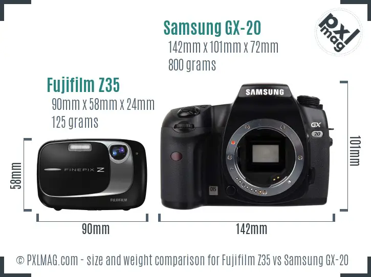Fujifilm Z35 vs Samsung GX-20 size comparison
