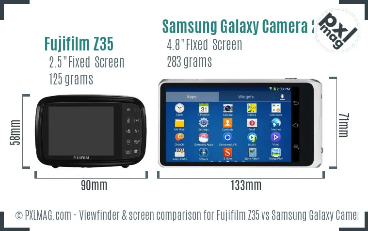 Fujifilm Z35 vs Samsung Galaxy Camera 2 Screen and Viewfinder comparison