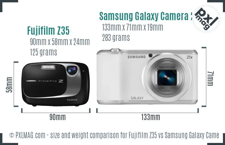 Fujifilm Z35 vs Samsung Galaxy Camera 2 size comparison