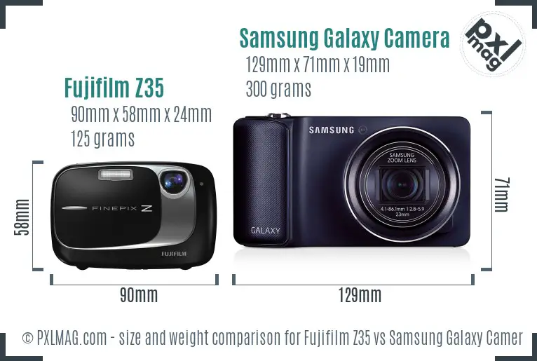 Fujifilm Z35 vs Samsung Galaxy Camera size comparison