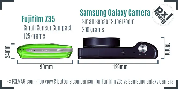 Fujifilm Z35 vs Samsung Galaxy Camera top view buttons comparison