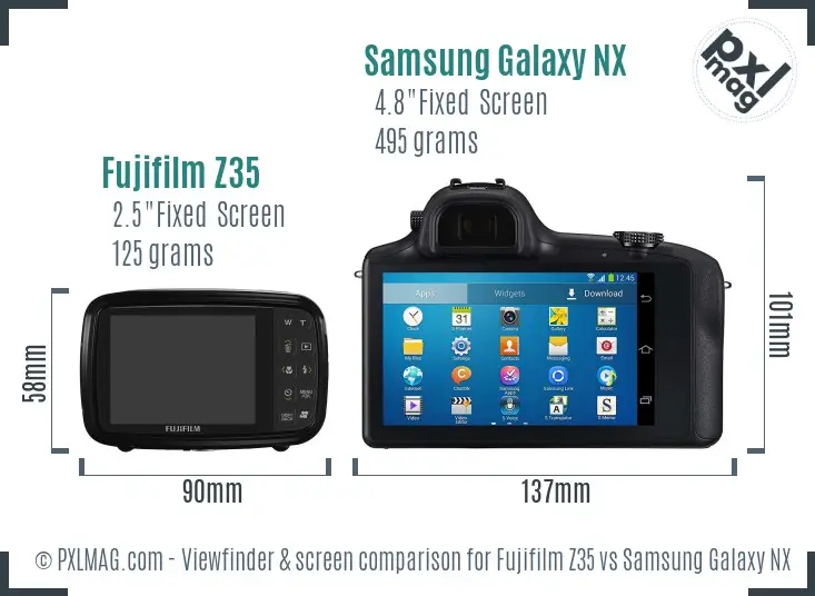 Fujifilm Z35 vs Samsung Galaxy NX Screen and Viewfinder comparison