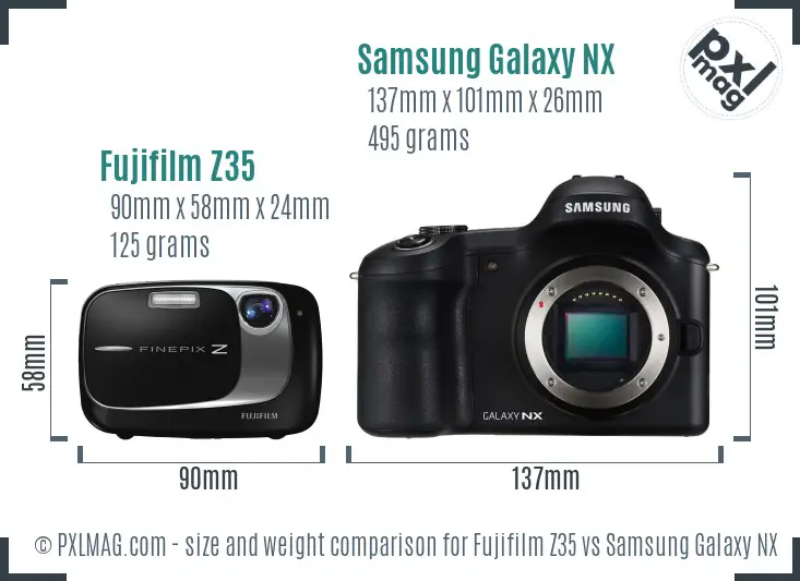 Fujifilm Z35 vs Samsung Galaxy NX size comparison