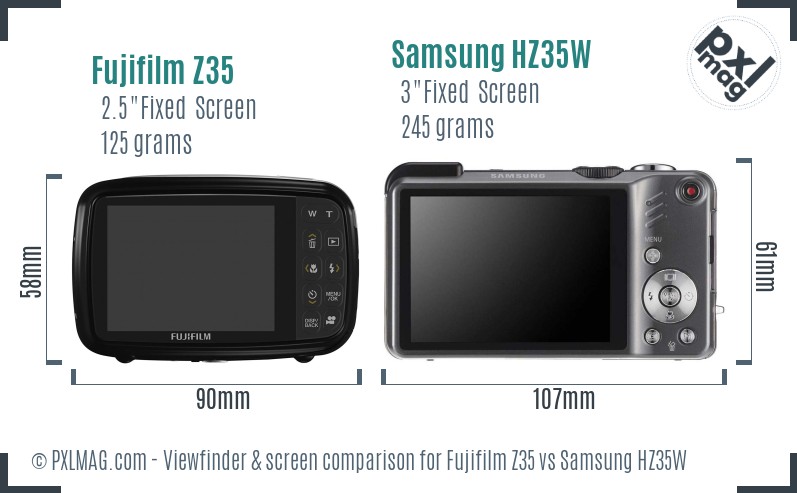 Fujifilm Z35 vs Samsung HZ35W Screen and Viewfinder comparison