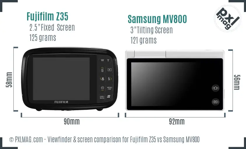 Fujifilm Z35 vs Samsung MV800 Screen and Viewfinder comparison Fujifilm Z35 vs Samsung MV800 Screen and Viewfinder comparison