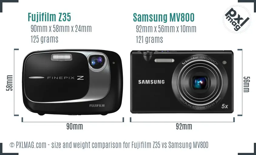 Fujifilm Z35 vs Samsung MV800 size comparison Fujifilm Z35 vs Samsung MV800 size comparison