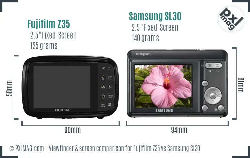 Fujifilm Z35 vs Samsung SL30 Screen and Viewfinder comparison Fujifilm Z35 vs Samsung SL30 Screen and Viewfinder comparison