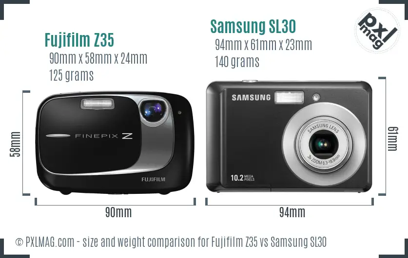 Fujifilm Z35 vs Samsung SL30 size comparison Fujifilm Z35 vs Samsung SL30 size comparison