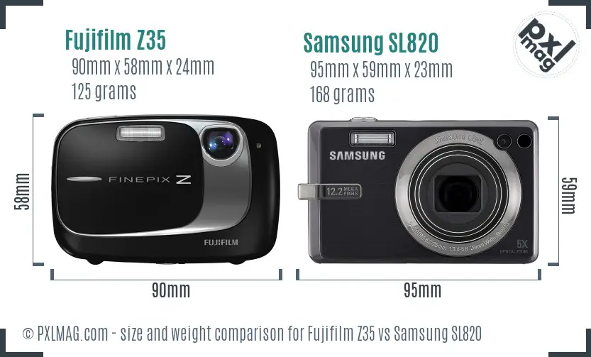 Fujifilm Z35 vs Samsung SL820 size comparison
