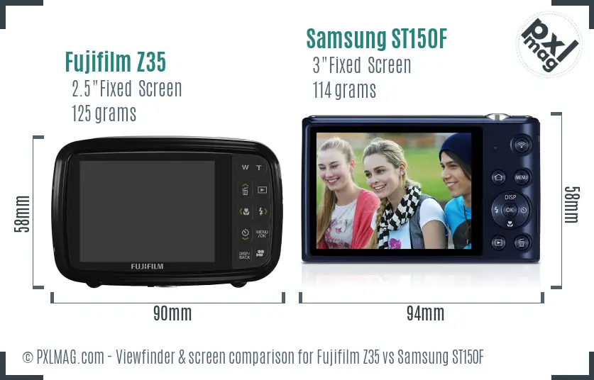 Fujifilm Z35 vs Samsung ST150F Screen and Viewfinder comparison