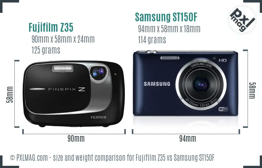 Fujifilm Z35 vs Samsung ST150F size comparison