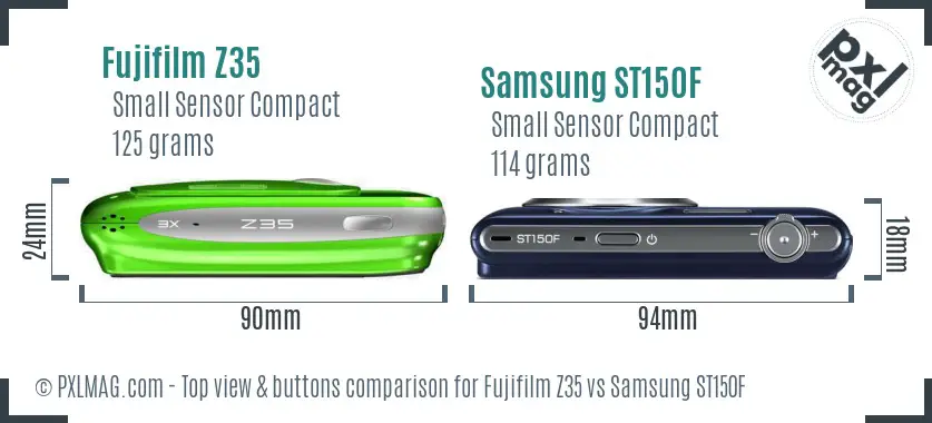 Fujifilm Z35 vs Samsung ST150F top view buttons comparison