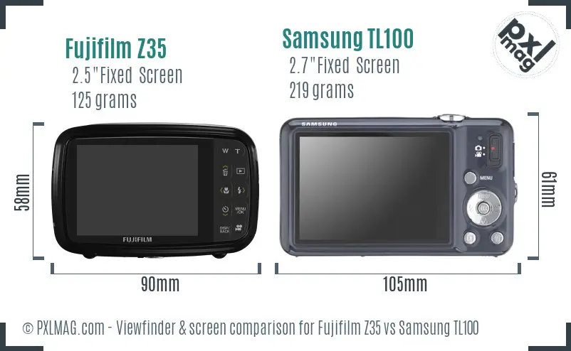 Fujifilm Z35 vs Samsung TL100 Screen and Viewfinder comparison