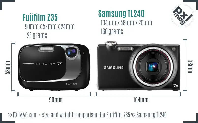 Fujifilm Z35 vs Samsung TL240 size comparison