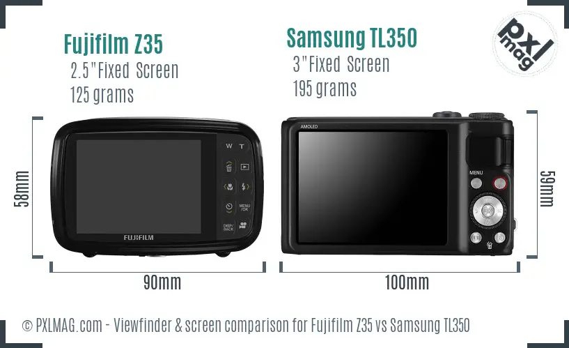 Fujifilm Z35 vs Samsung TL350 Screen and Viewfinder comparison