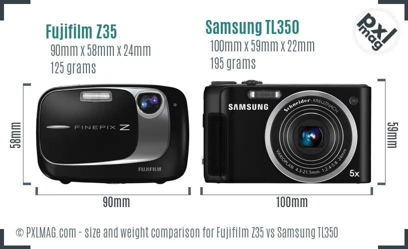 Fujifilm Z35 vs Samsung TL350 size comparison