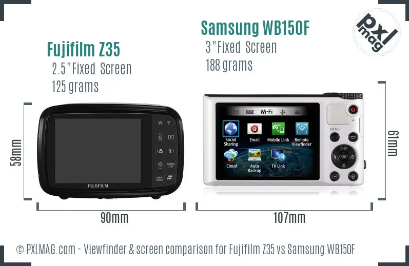 Fujifilm Z35 vs Samsung WB150F Screen and Viewfinder comparison Fujifilm Z35 vs Samsung WB150F Screen and Viewfinder comparison