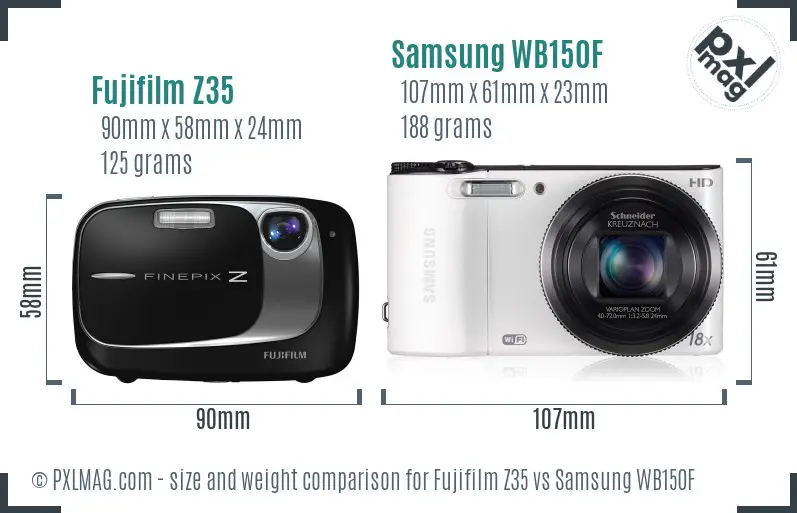 Fujifilm Z35 vs Samsung WB150F size comparison Fujifilm Z35 vs Samsung WB150F size comparison