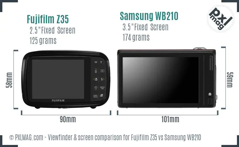 Fujifilm Z35 vs Samsung WB210 Screen and Viewfinder comparison