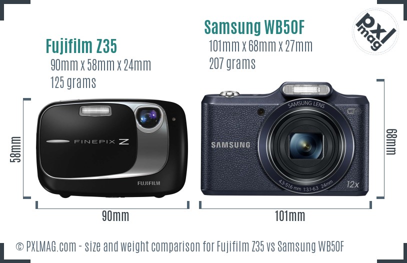 Fujifilm Z35 vs Samsung WB50F size comparison Fujifilm Z35 vs Samsung WB50F size comparison