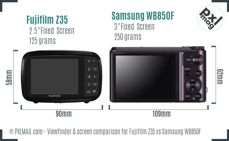 Fujifilm Z35 vs Samsung WB850F Screen and Viewfinder comparison Fujifilm Z35 vs Samsung WB850F Screen and Viewfinder comparison