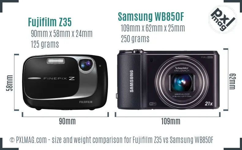 Fujifilm Z35 vs Samsung WB850F size comparison Fujifilm Z35 vs Samsung WB850F size comparison