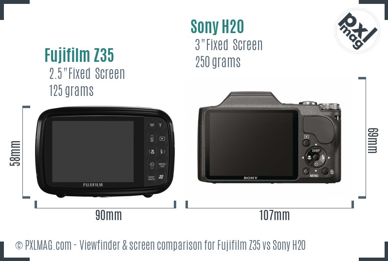 Fujifilm Z35 vs Sony H20 Screen and Viewfinder comparison