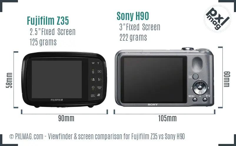 Fujifilm Z35 vs Sony H90 Screen and Viewfinder comparison Fujifilm Z35 vs Sony H90 Screen and Viewfinder comparison