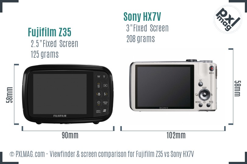 Fujifilm Z35 vs Sony HX7V Screen and Viewfinder comparison