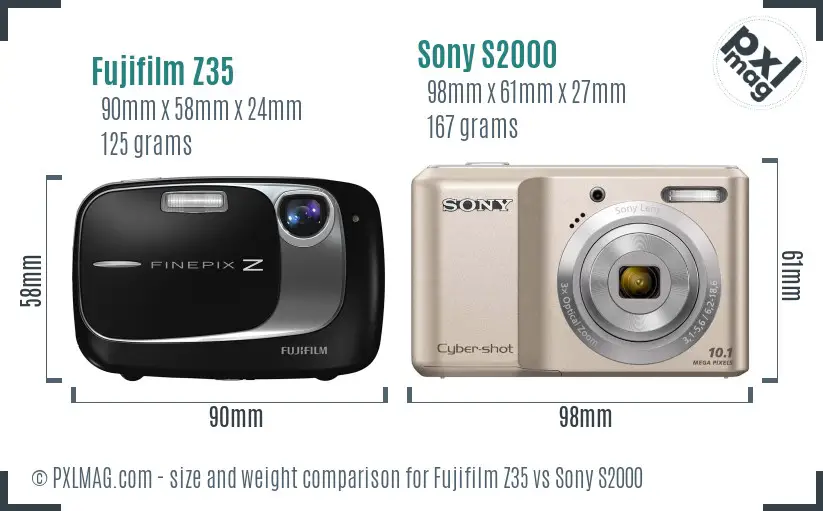 Fujifilm Z35 vs Sony S2000 size comparison