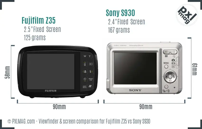 Fujifilm Z35 vs Sony S930 Screen and Viewfinder comparison Fujifilm Z35 vs Sony S930 Screen and Viewfinder comparison