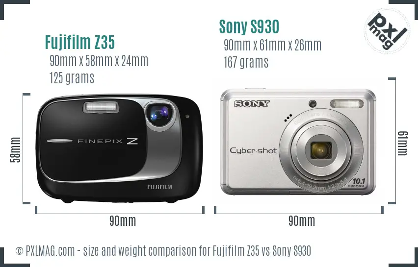 Fujifilm Z35 vs Sony S930 size comparison Fujifilm Z35 vs Sony S930 size comparison