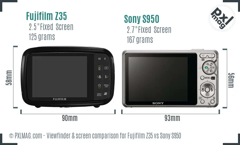 Fujifilm Z35 vs Sony S950 Screen and Viewfinder comparison
