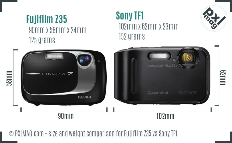 Fujifilm Z35 vs Sony TF1 size comparison