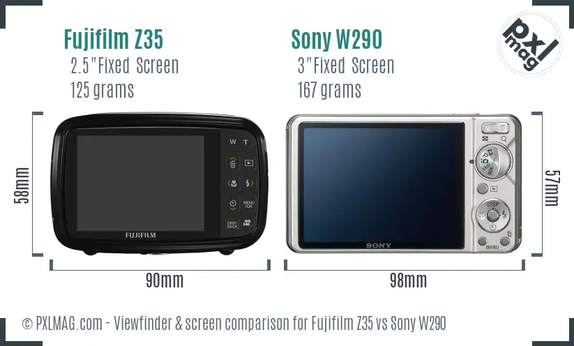 Fujifilm Z35 vs Sony W290 Screen and Viewfinder comparison Fujifilm Z35 vs Sony W290 Screen and Viewfinder comparison