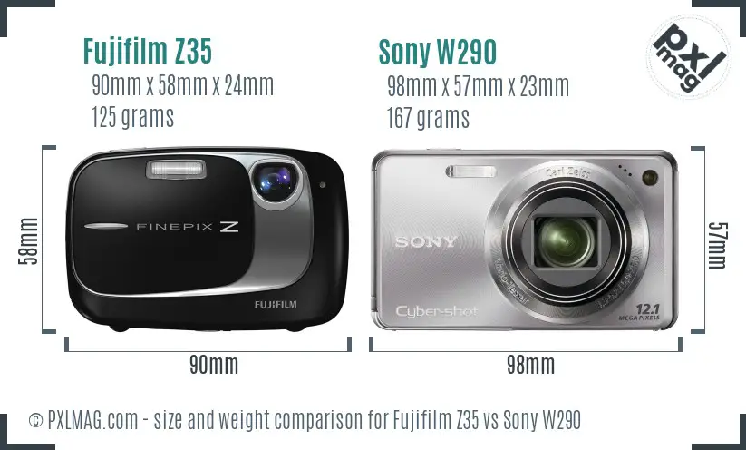 Fujifilm Z35 vs Sony W290 size comparison Fujifilm Z35 vs Sony W290 size comparison